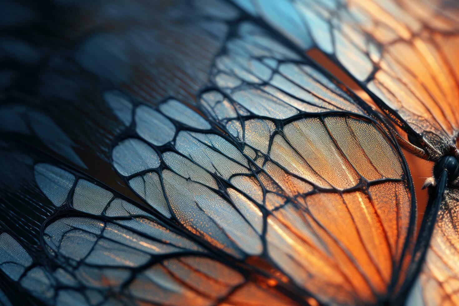 AI generated Butterfly wing close-up. Beautiful butterfly wing background, A delicate and thin texture of a butterfly wing, AI Generated photo