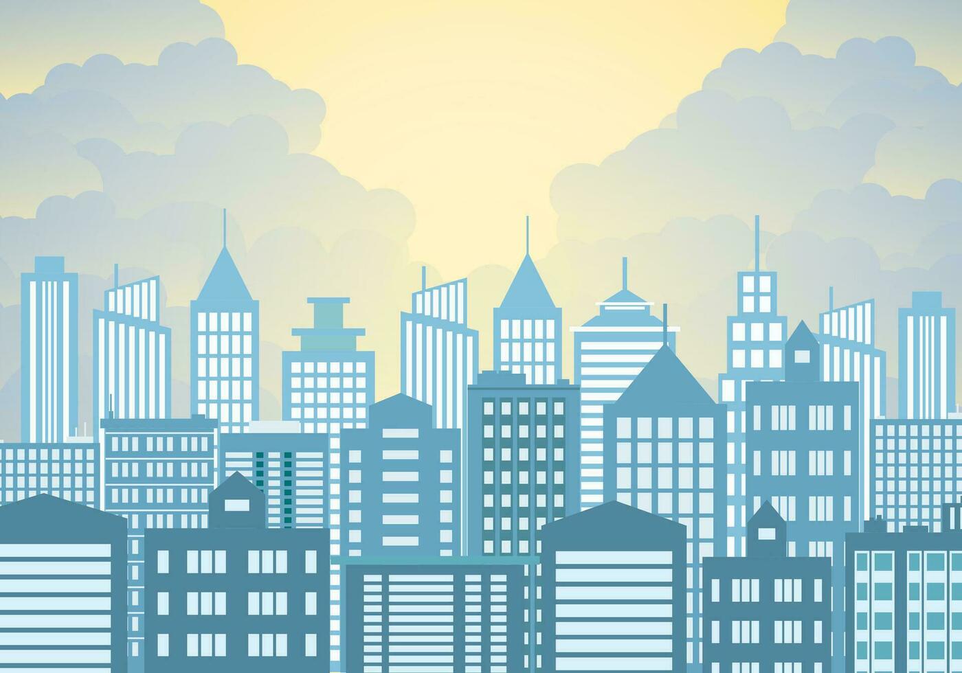 Morning city skyline. vector