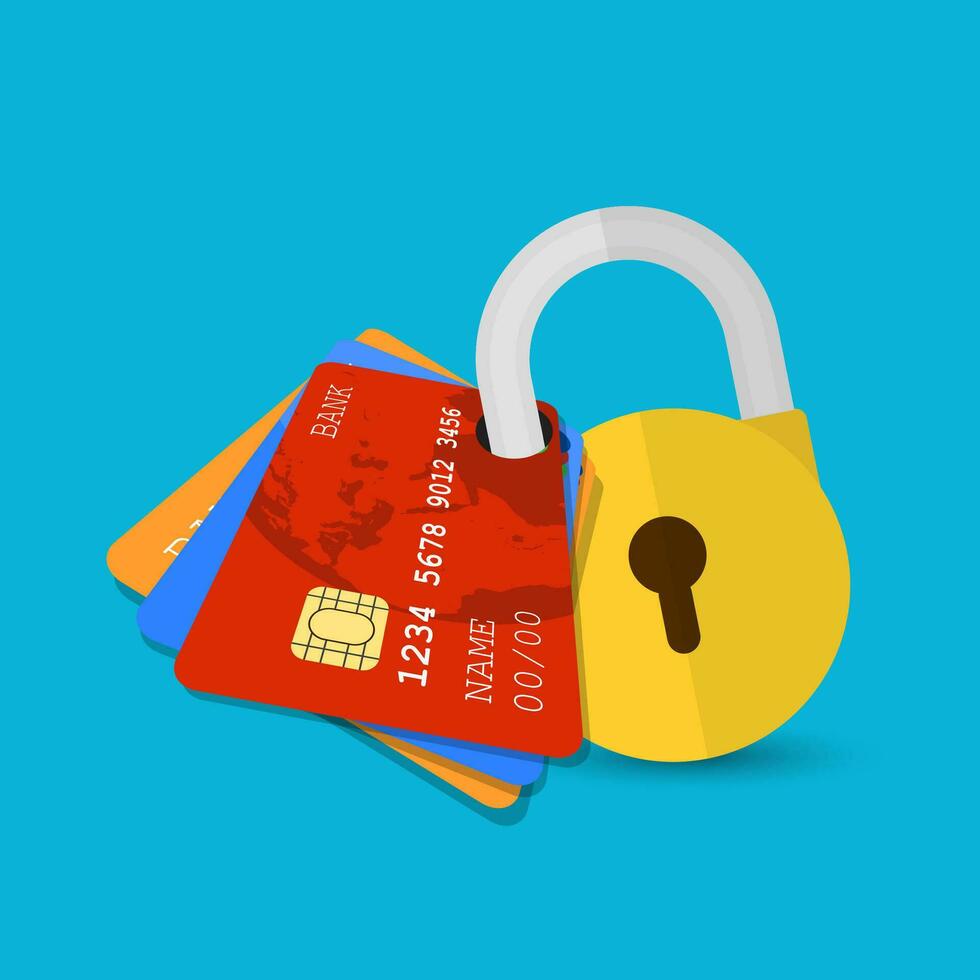 Set of secure credit card vector