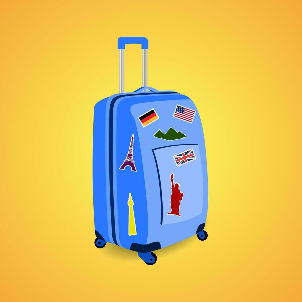 Vtravel suitcase with funky stickers vector