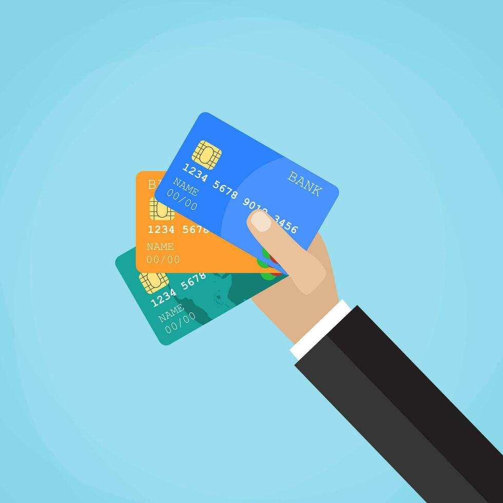 Businessman hand holding credit card vector