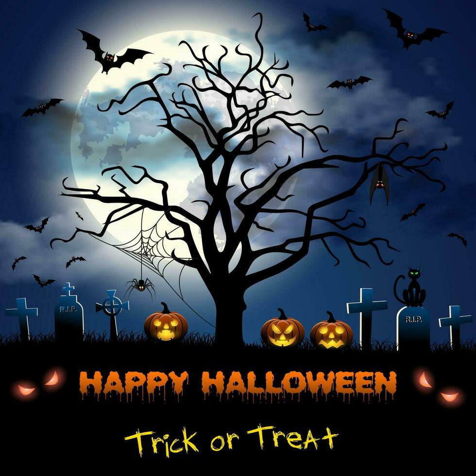 Spooky card for Halloween. vector