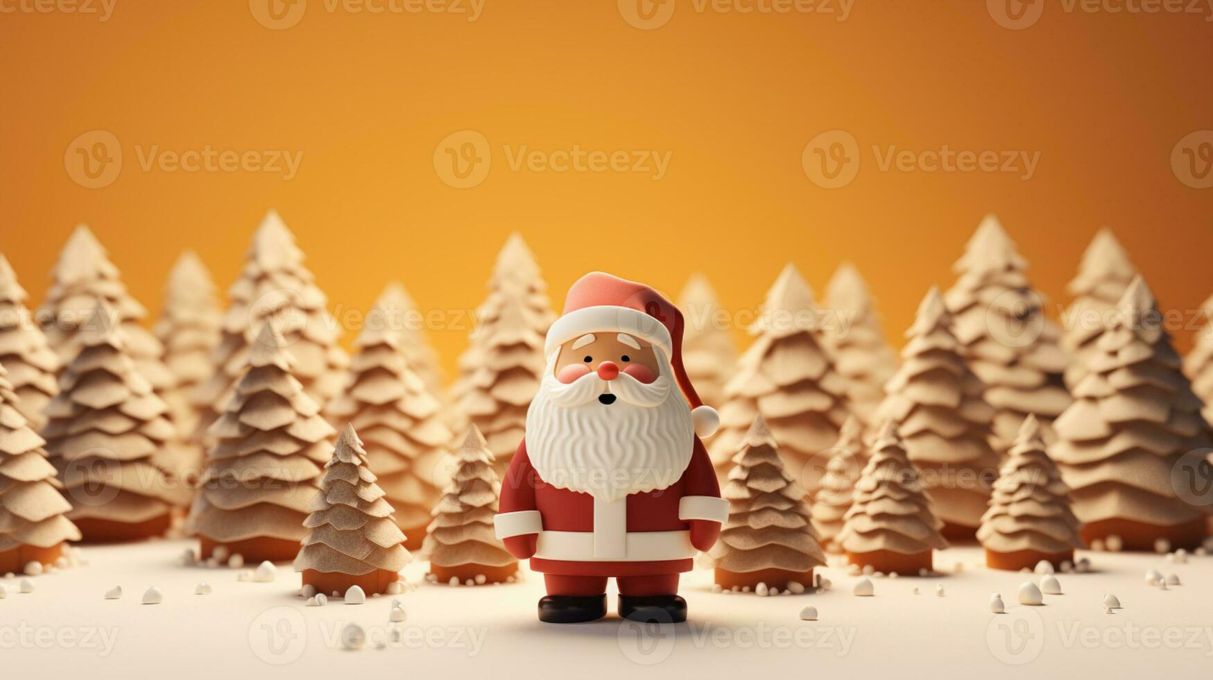 AI generated 3d rendered minimal santa clause with christmas tree and gifts on pastel background photo