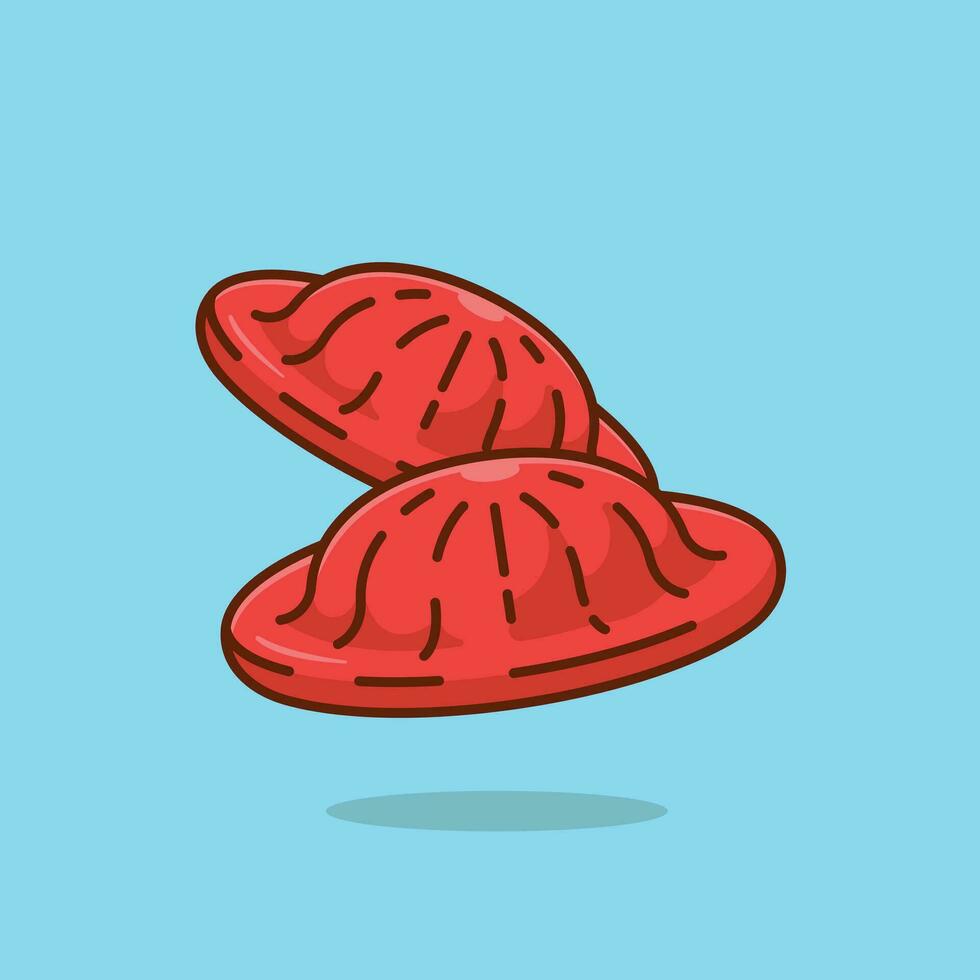 Ang ku kueh simple cartoon vector illustration chinese traditional food concept icon isolated
