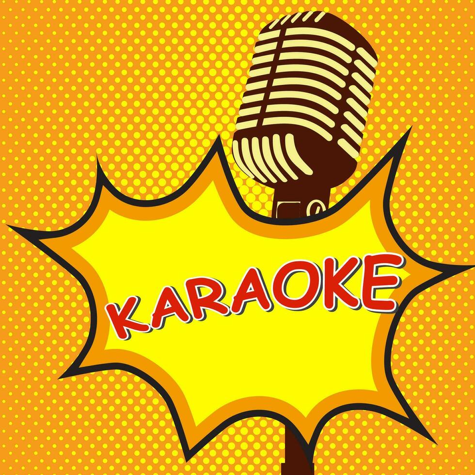 Karaoke. Old microphone on pop art style vector