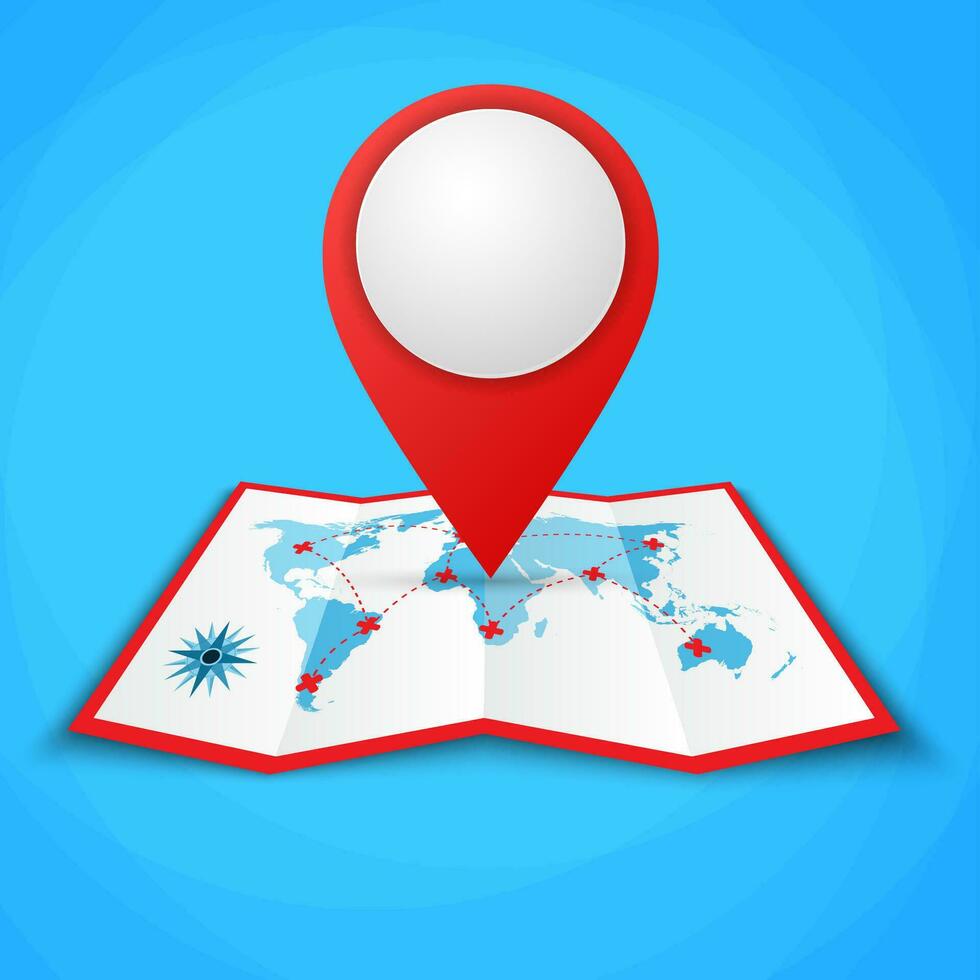 location icons on the world map. vector