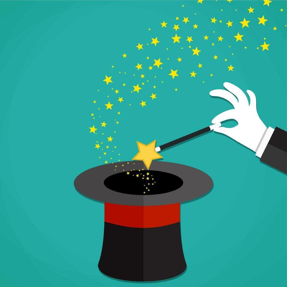 Cartoon Magicians hands holding a magic wand vector