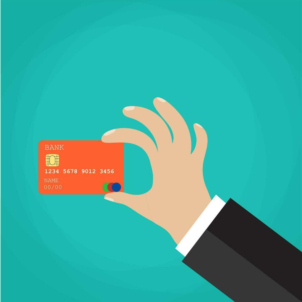 Businessman hand holding credit card vector