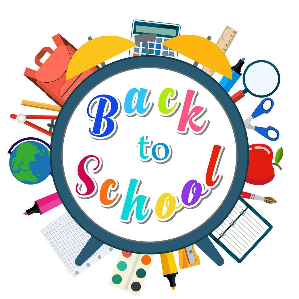 Back to school background with supplies tools vector