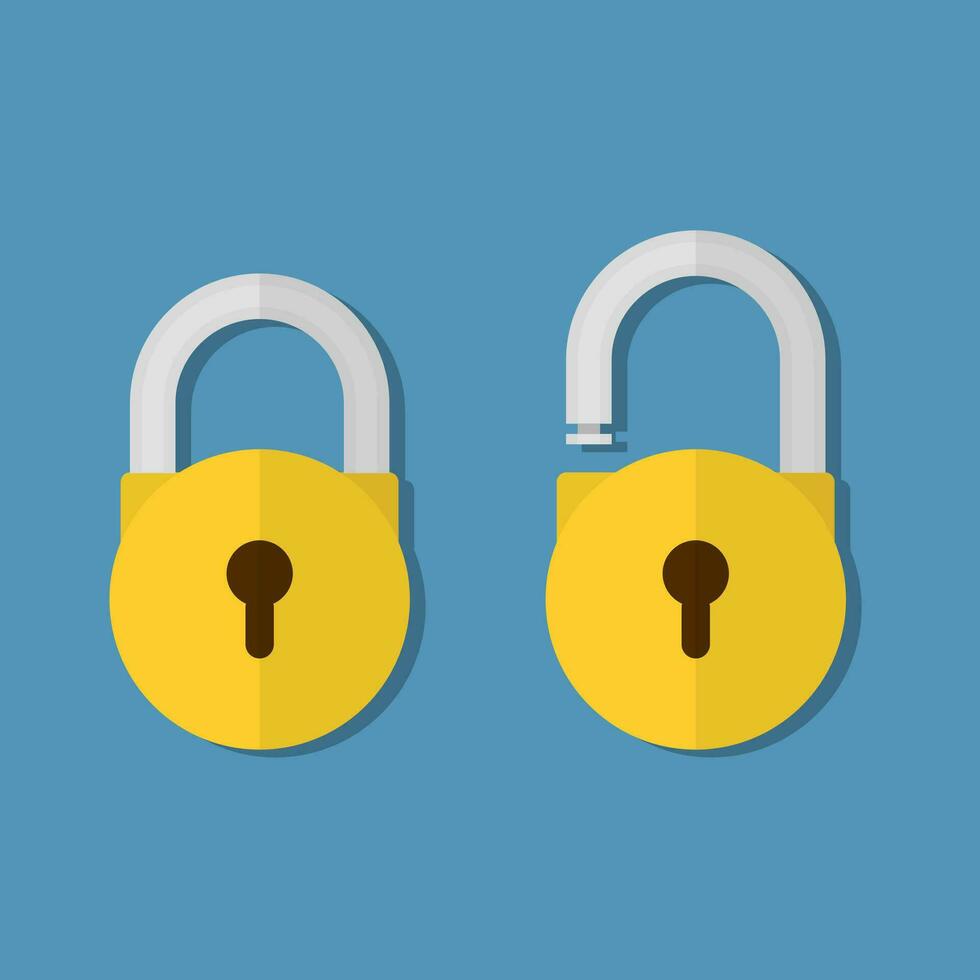 Lock open and closed vector