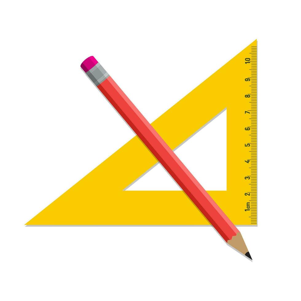 Pencil and ruler icon isolated on white vector