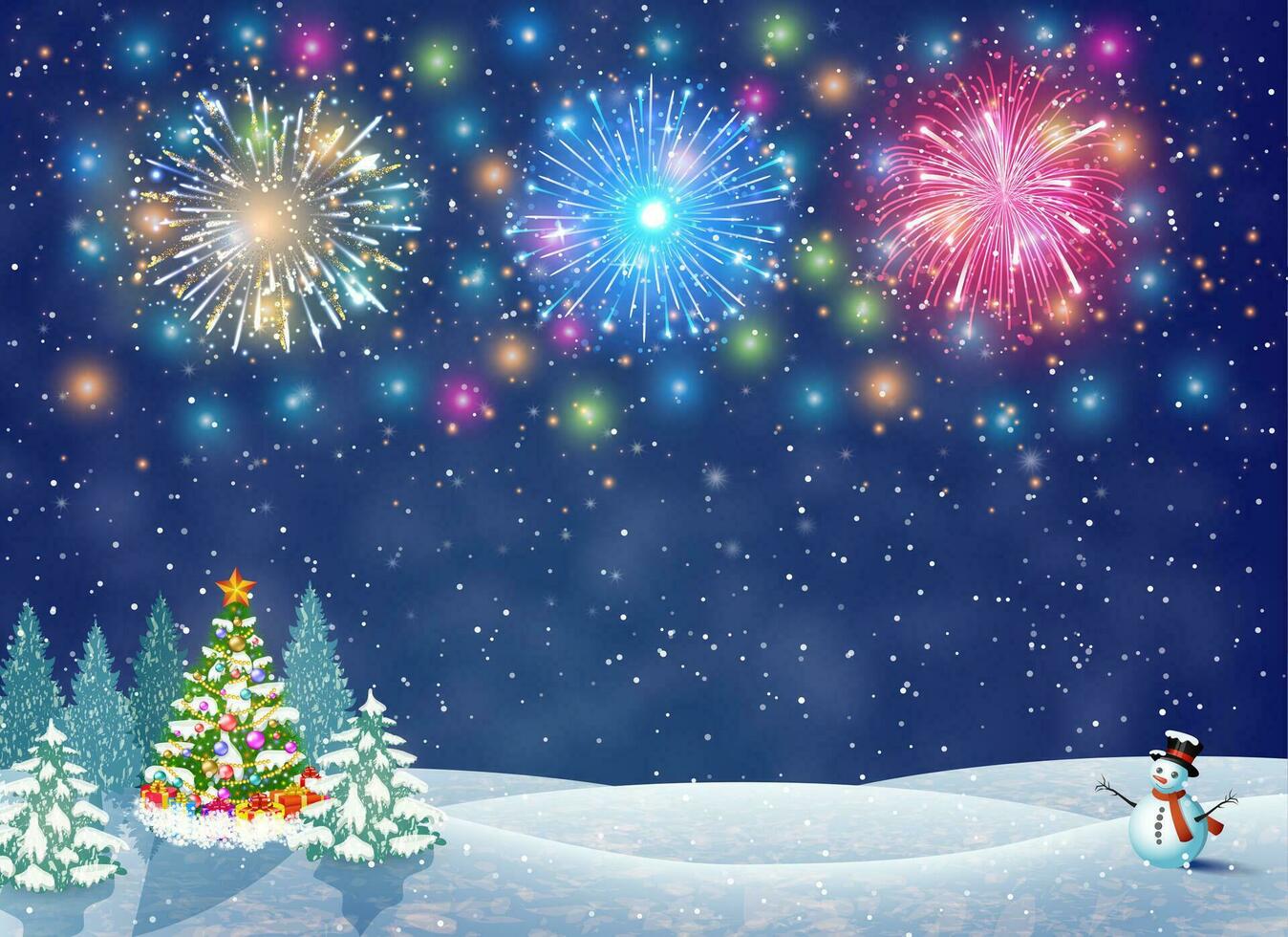 Christmas landscape at night vector