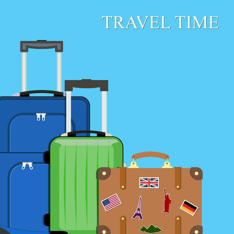 Baggage, luggage, suitcases on background. vector