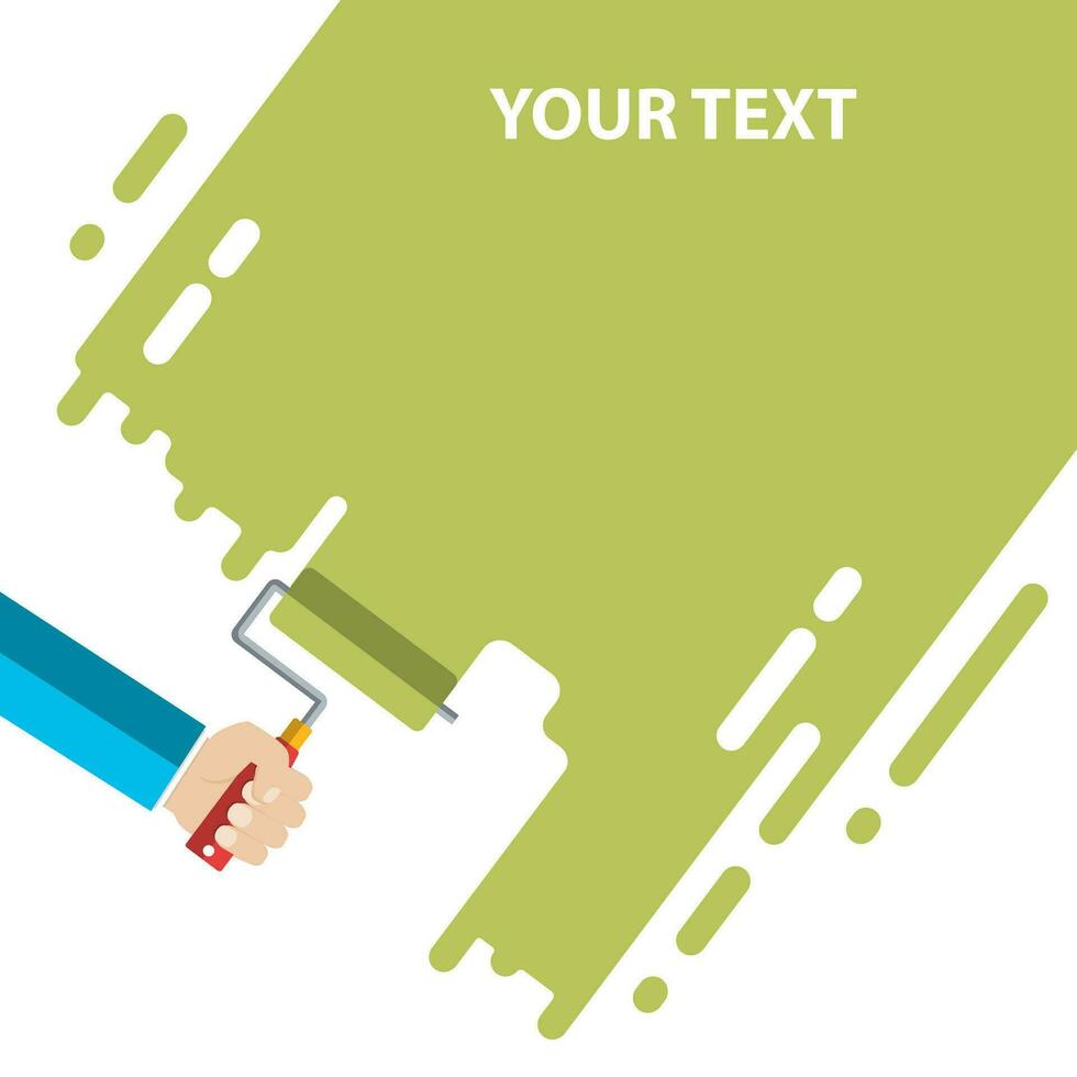 Mens hand holds a paint roller vector