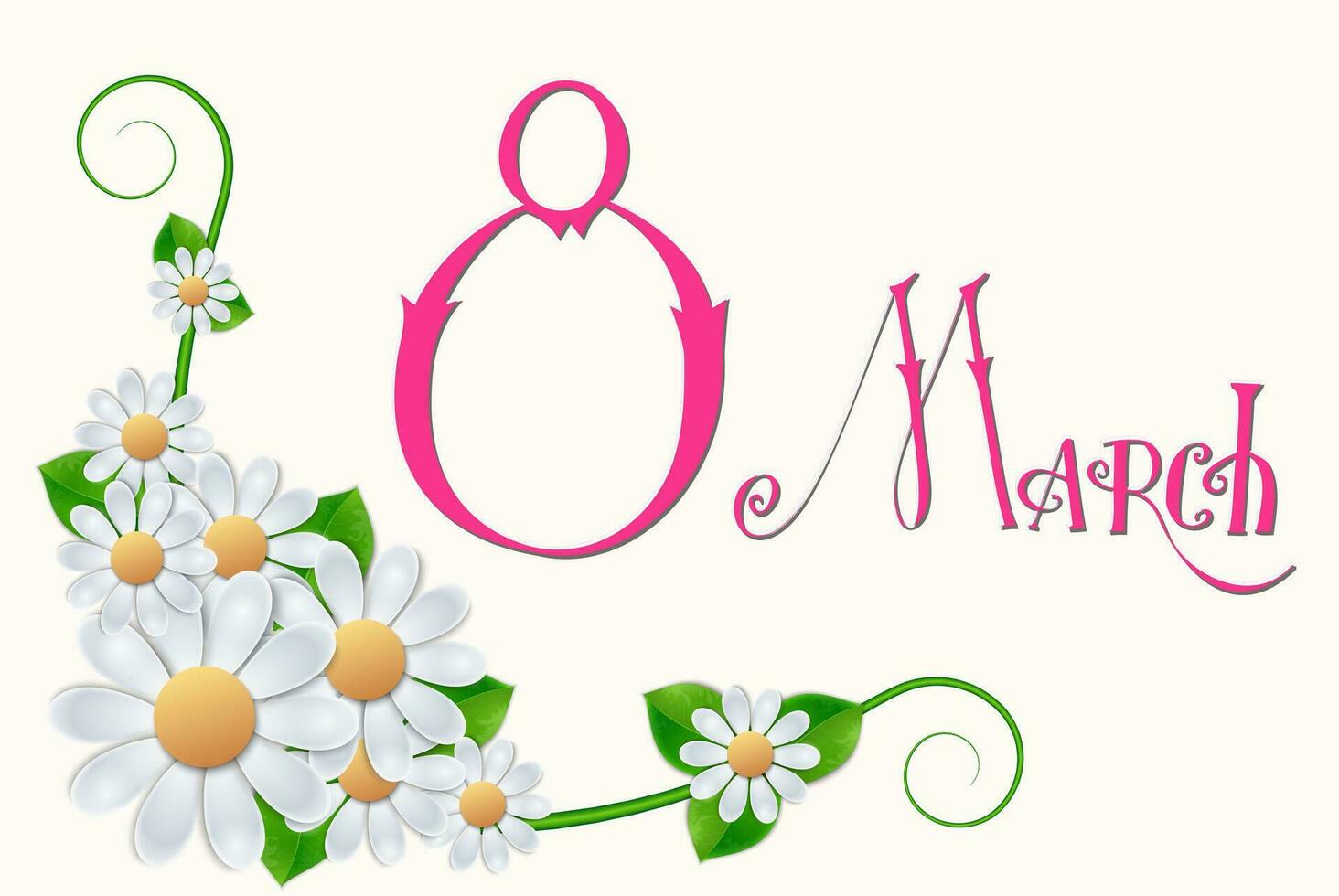 Elegant greeting card design with text 8 March vector