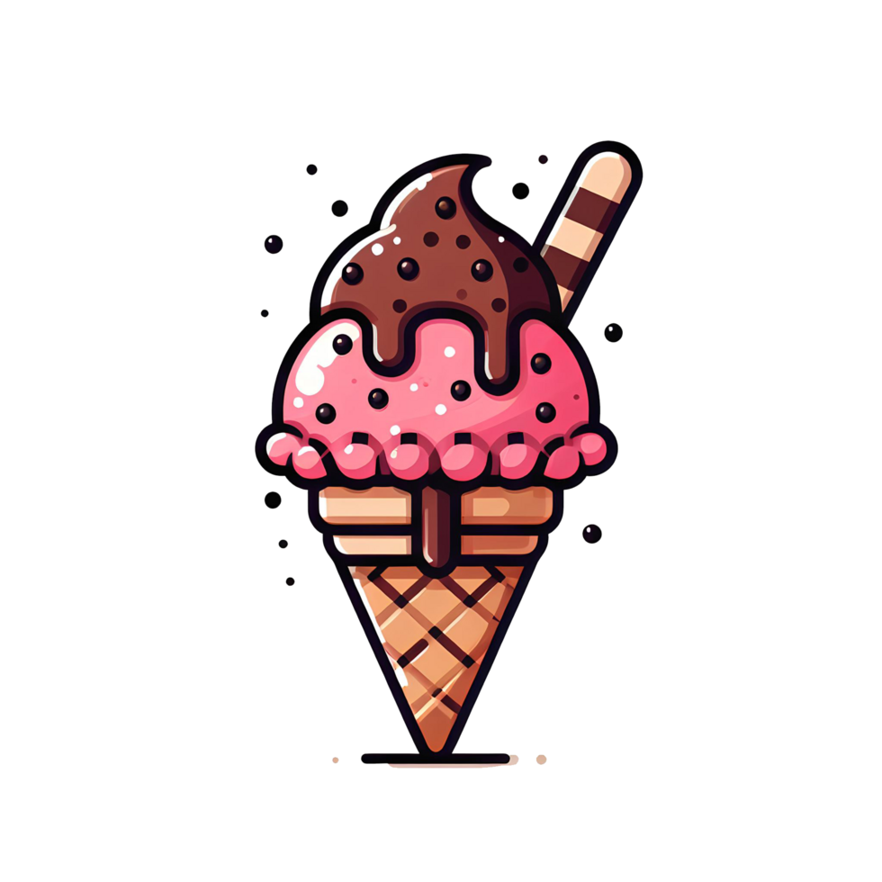 AI generated ice cream cartoon transparent background png