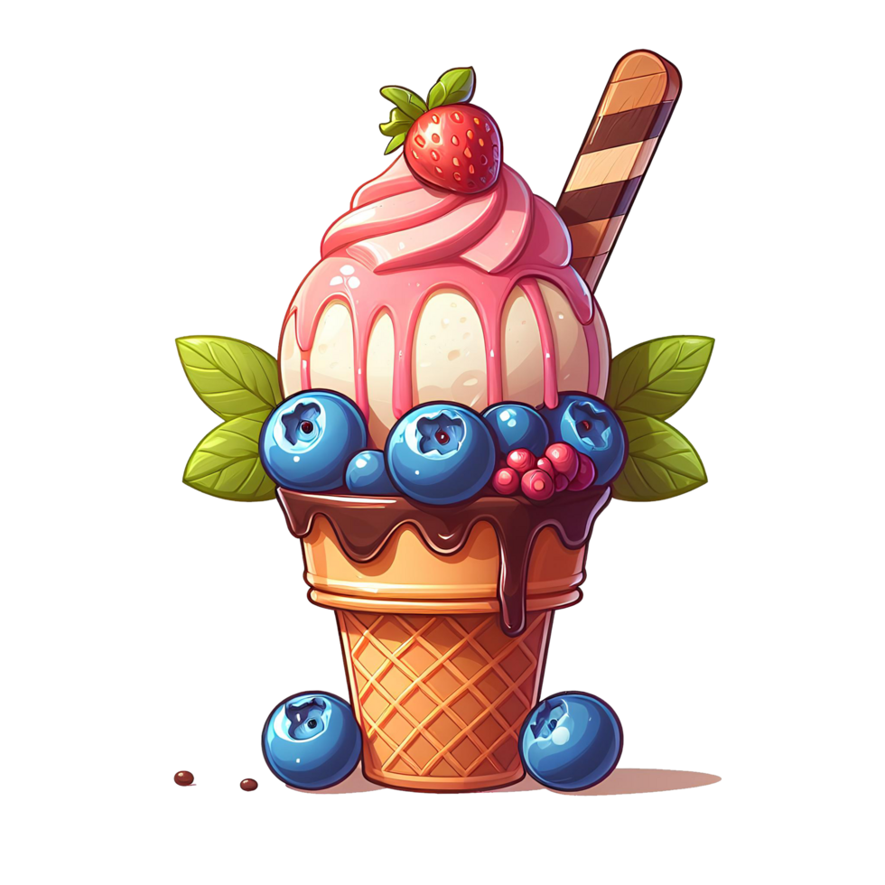 AI generated ice cream cartoon transparent background png