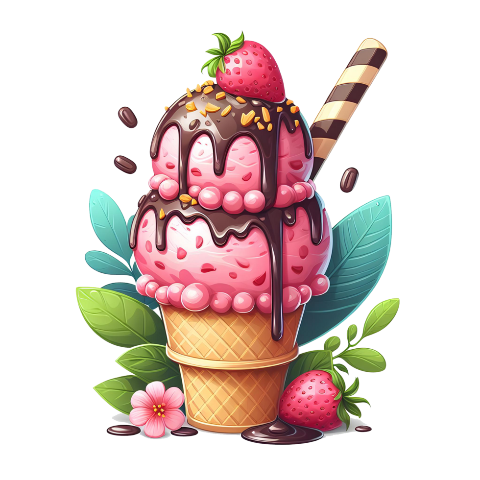 AI generated ice cream cartoon transparent background png