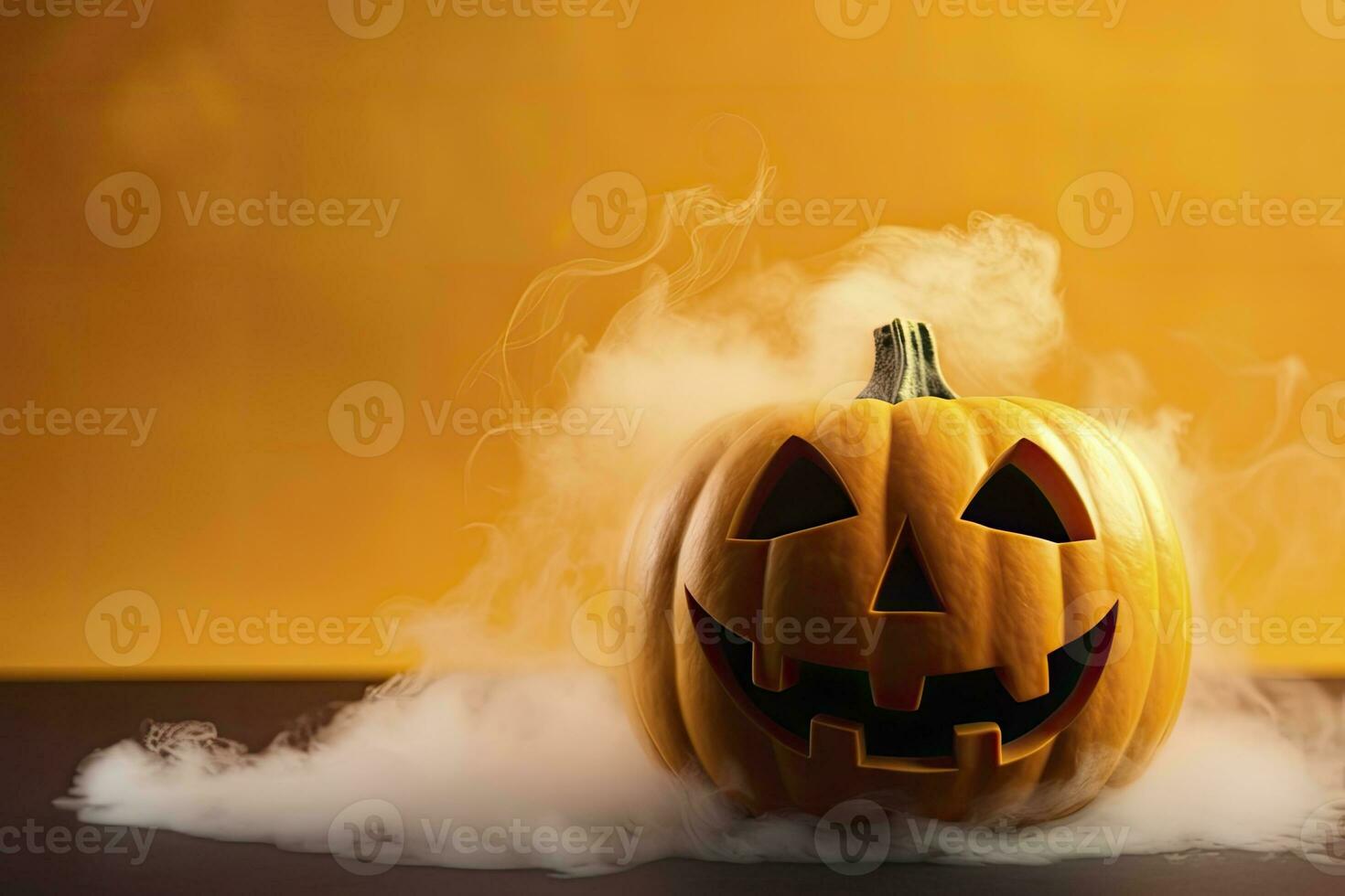 AI generated Halloween pumpkin with steam. AI Generated photo