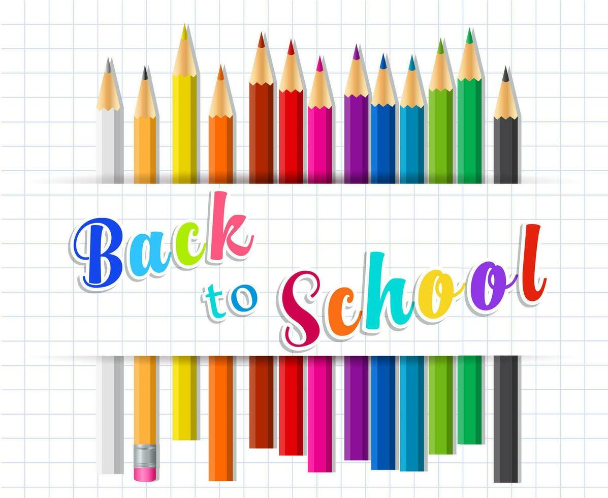 Back to school background with Coloring pencils vector