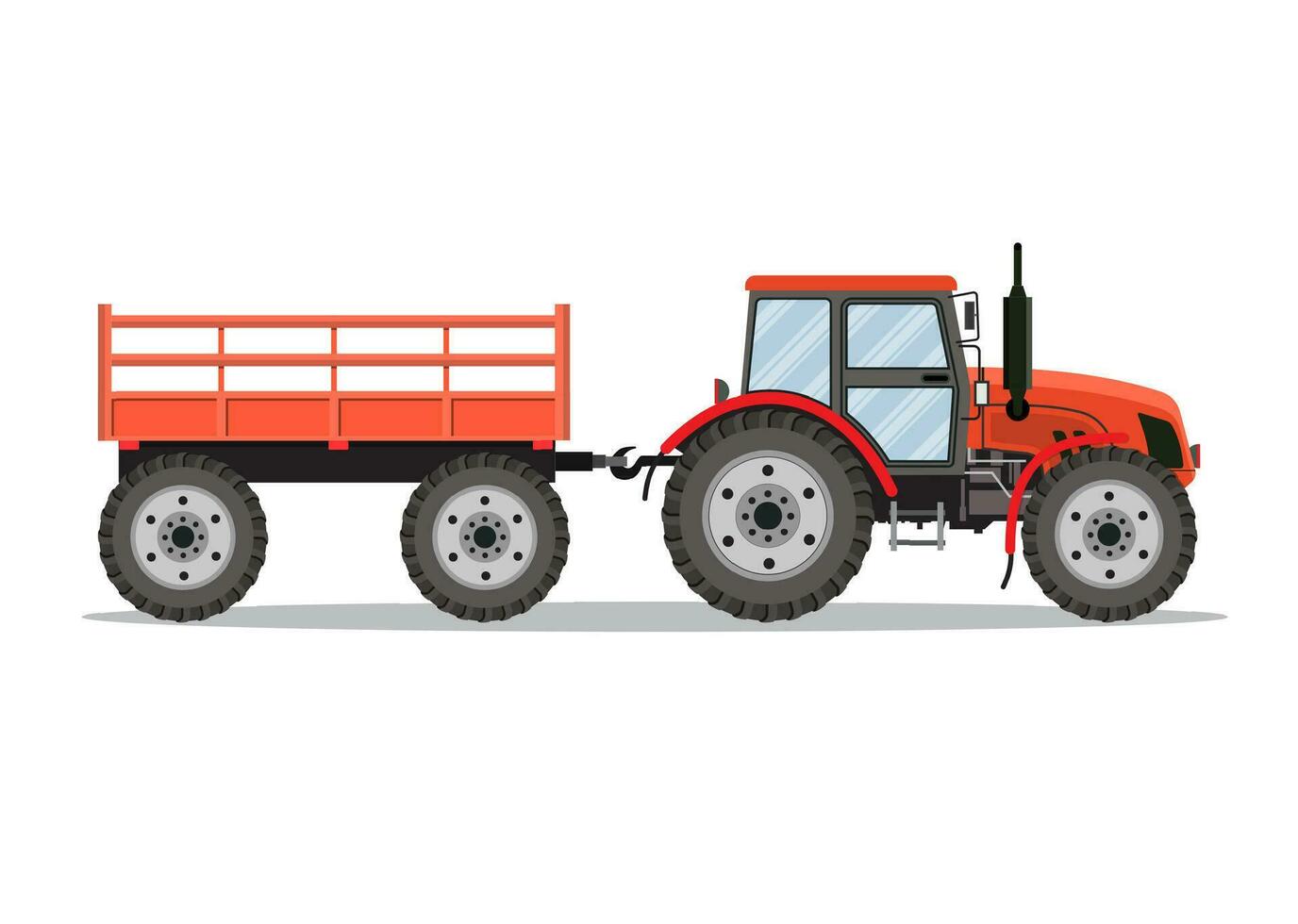 red tractor with semi-trailer vector