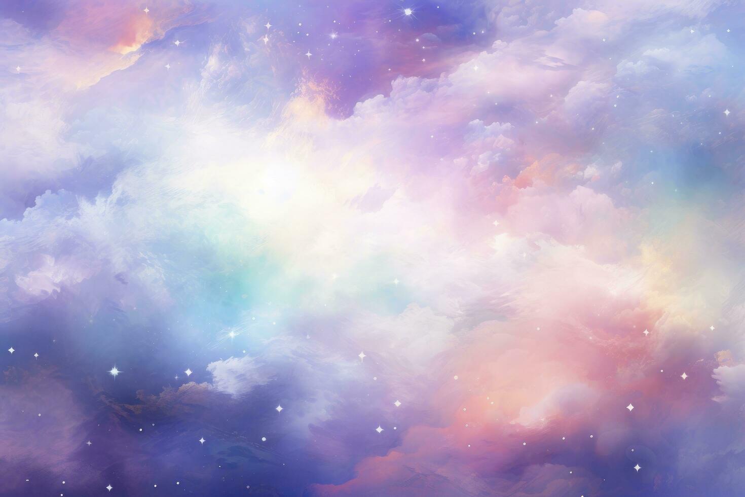 AI generated Abstract background of the night sky with stars and clouds. Toned, A dreamy pastel galaxy filled with abstract stars, AI Generated photo