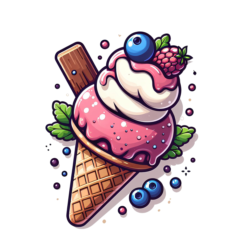 AI generated ice cream cartoon transparent background png