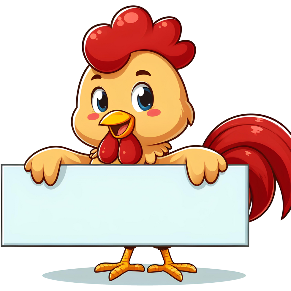 AI generated cartoon chicken hold blank banner png