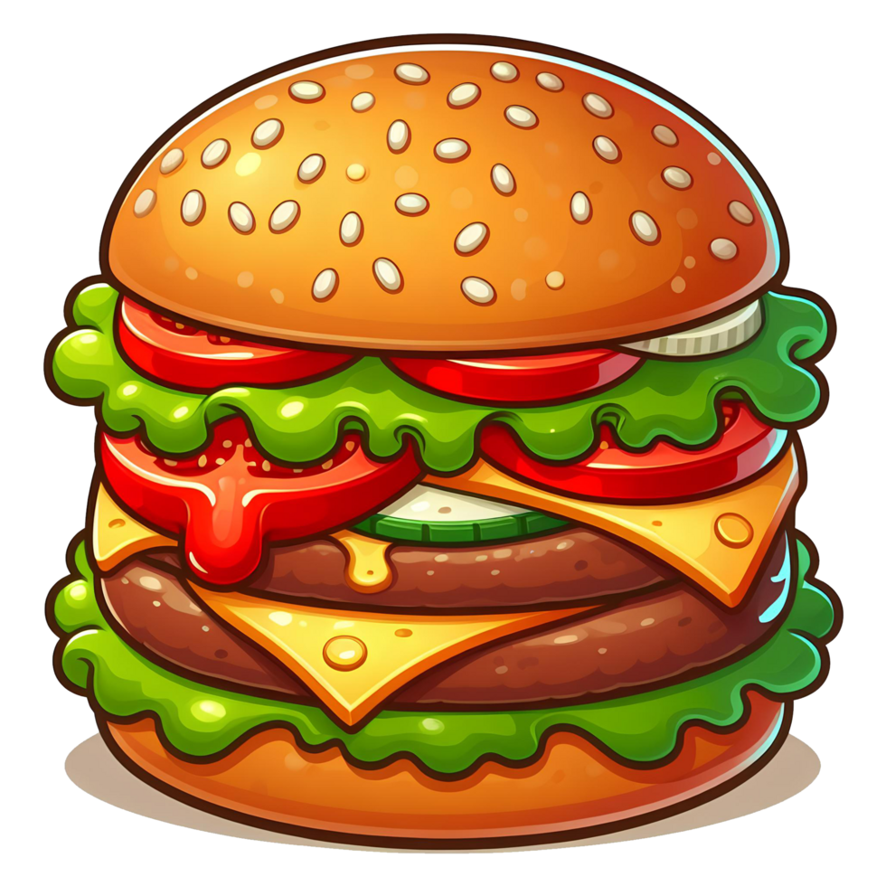AI generated humburger cartoon transparent background 35997017 PNG