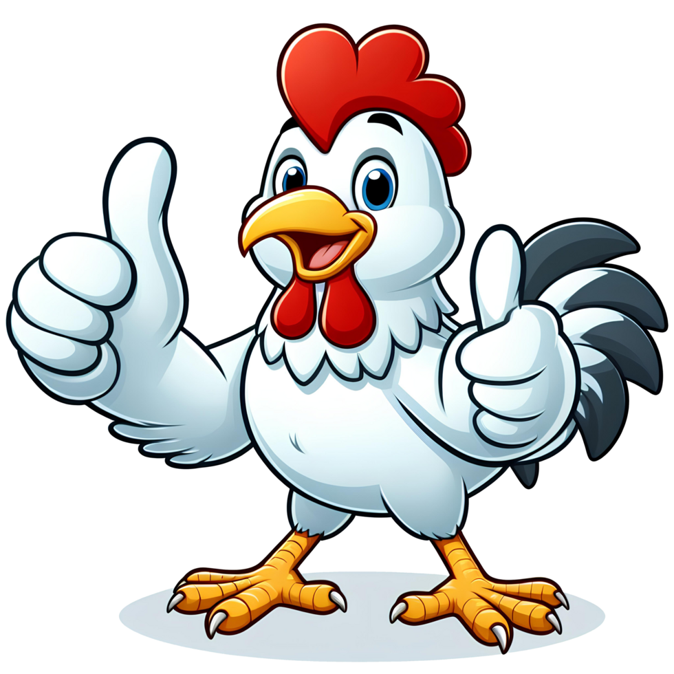 AI generated cartoon chicken with OK thumbs up png