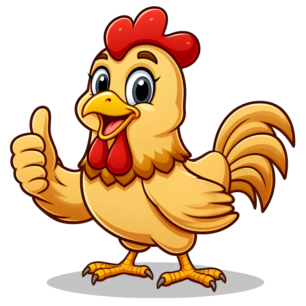 AI generated cartoon chicken with OK thumbs up png