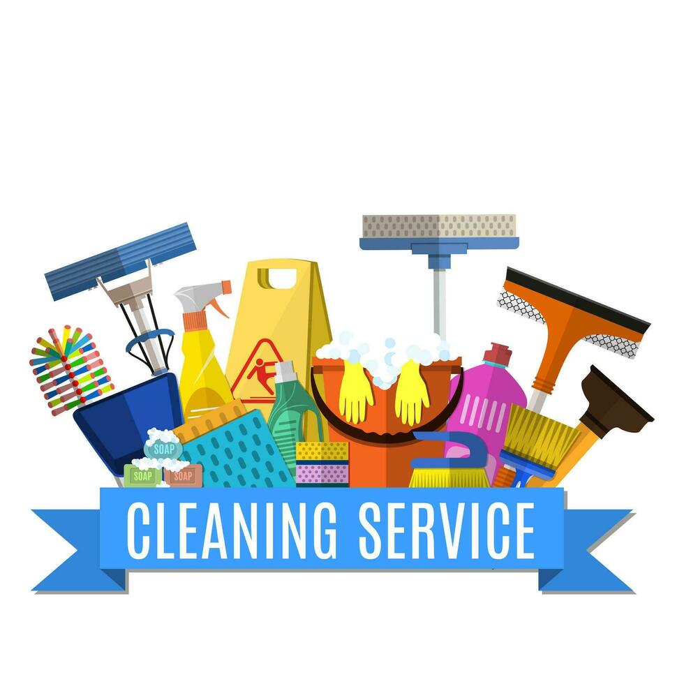 Cleaning service flat illustration vector