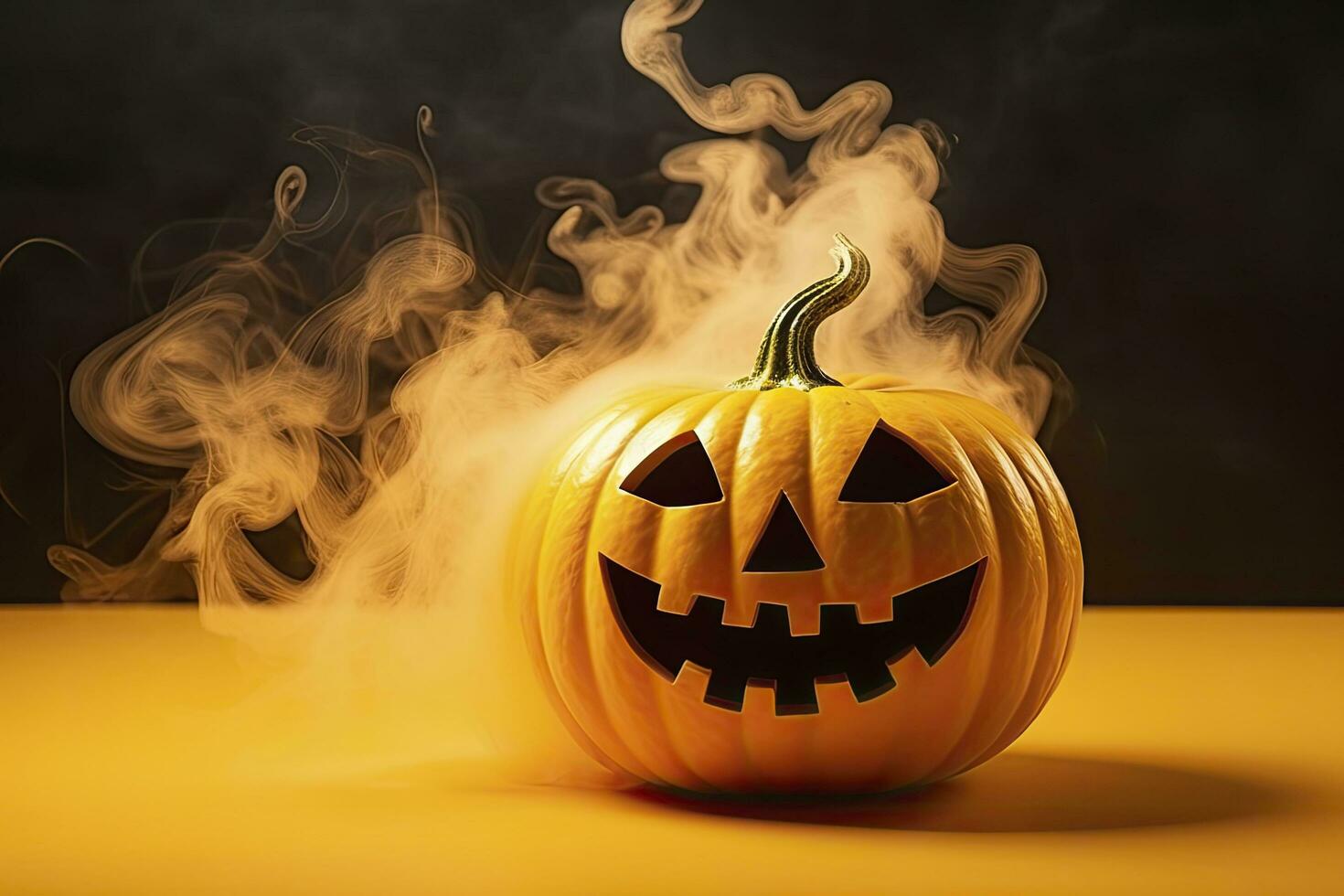 AI generated Halloween pumpkin with steam. AI Generated photo
