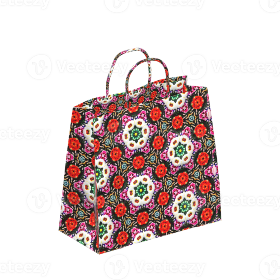 a shopping bag with floral pattern on it png