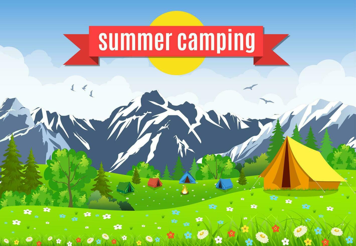 Vector flat illustration camping.