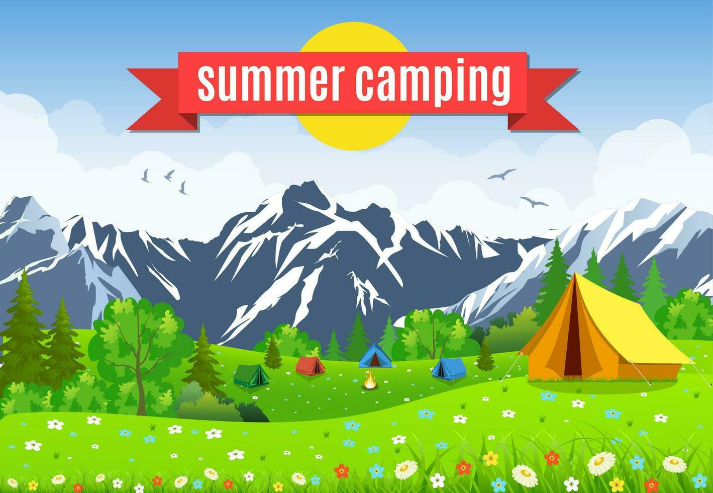 Vector flat illustration camping.