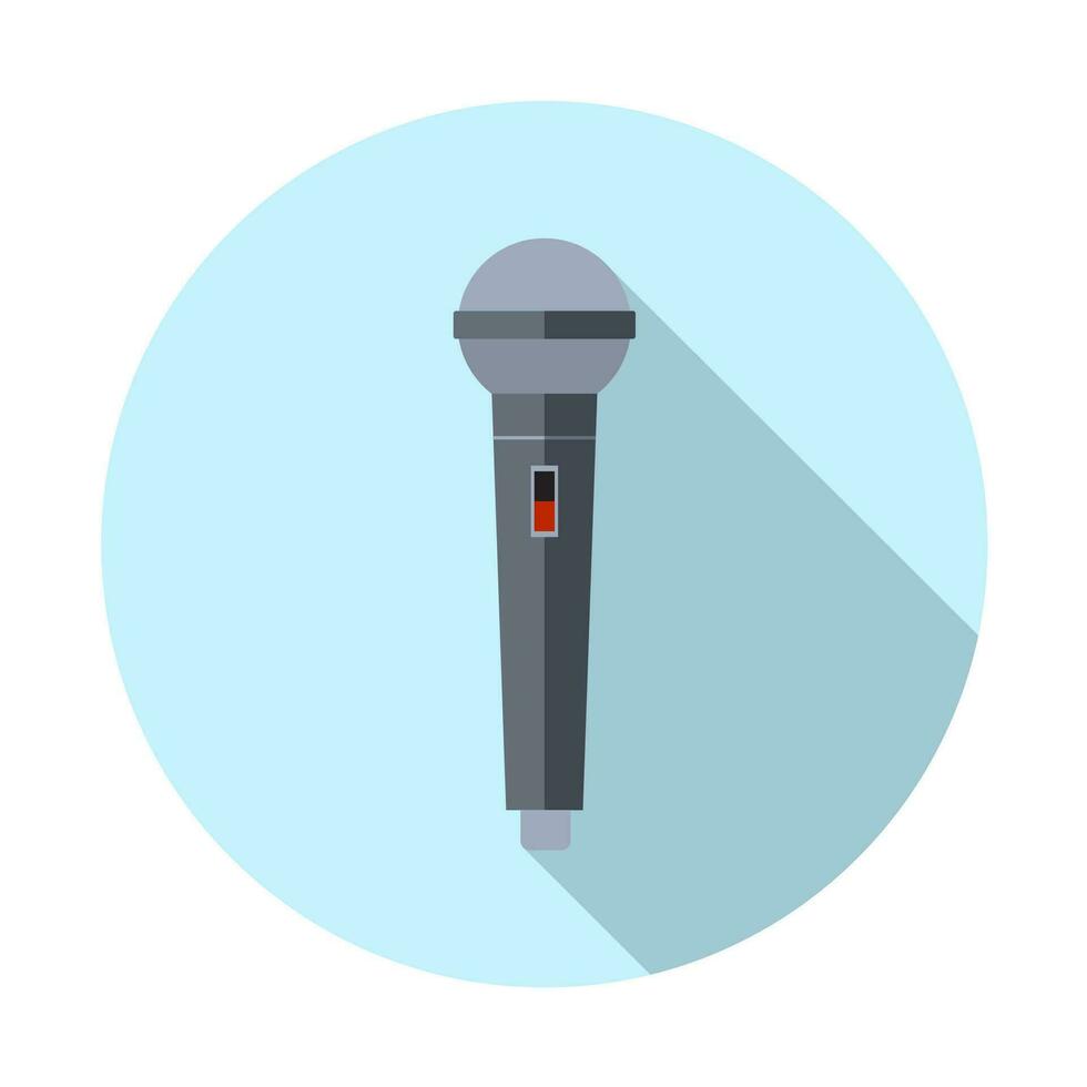 microphone with long shadow vector