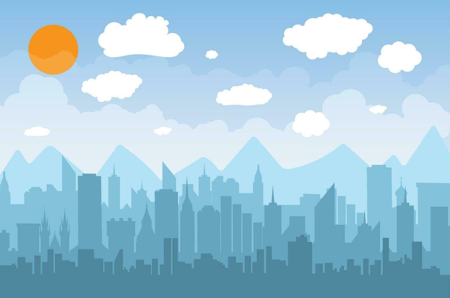 Morning city skyline. vector