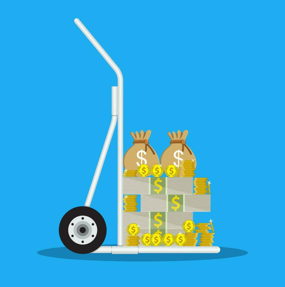 hand truck full of money vector