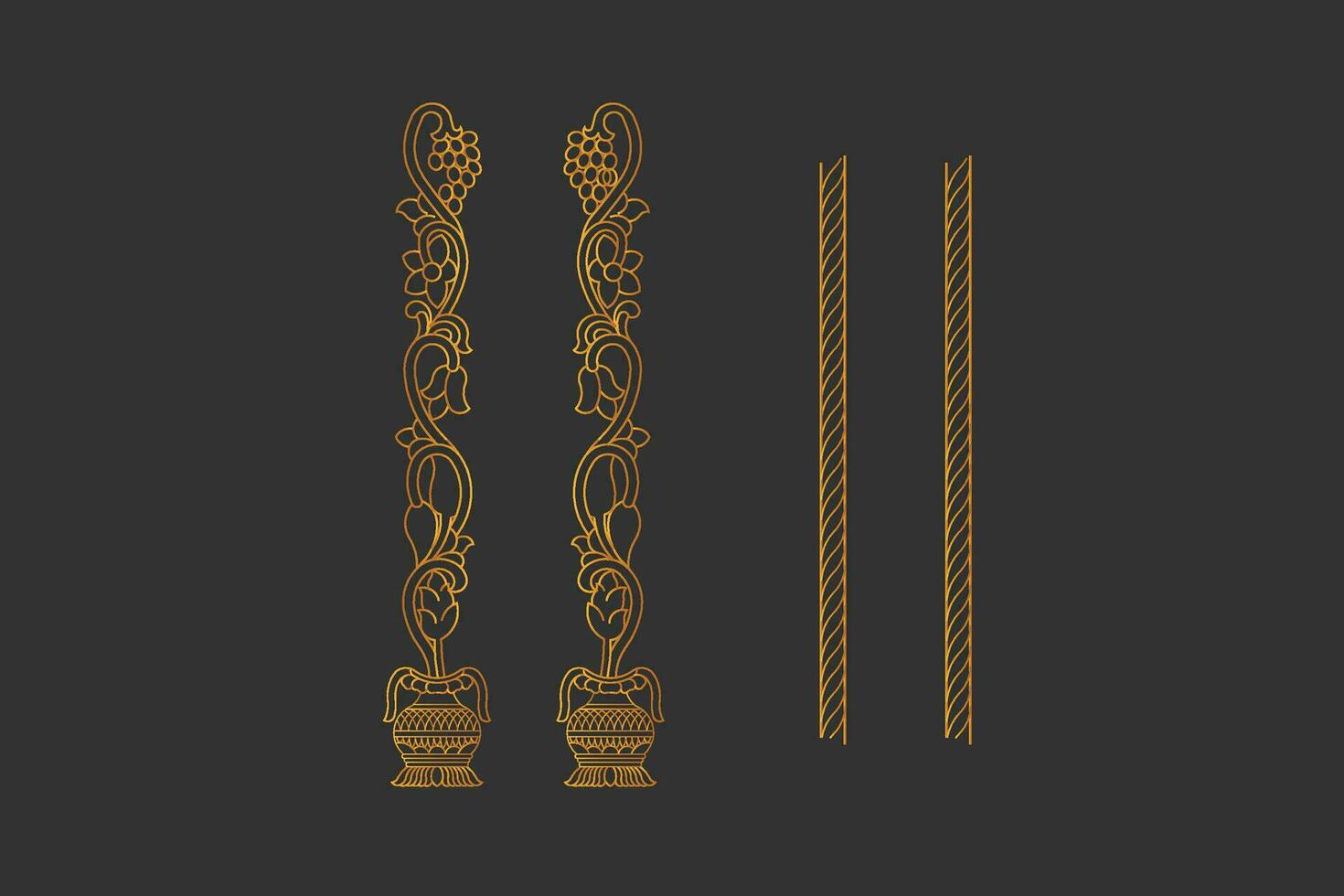 Ornamental vector floral composition, golden flourish vignette on dark background