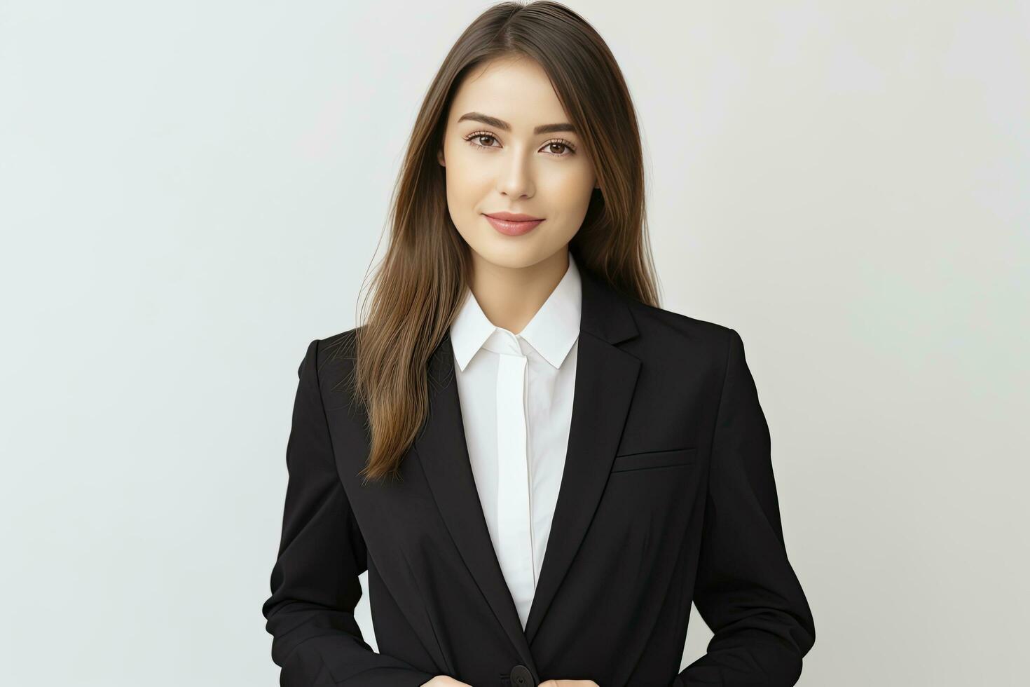 AI generated Cheerful business woman standing isolated photo