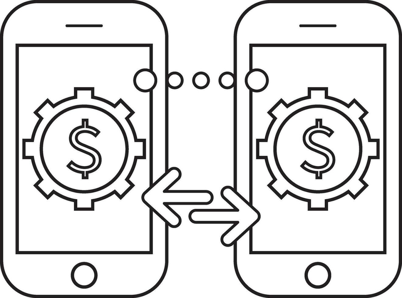 Money Transfer Outline Vector Illustration