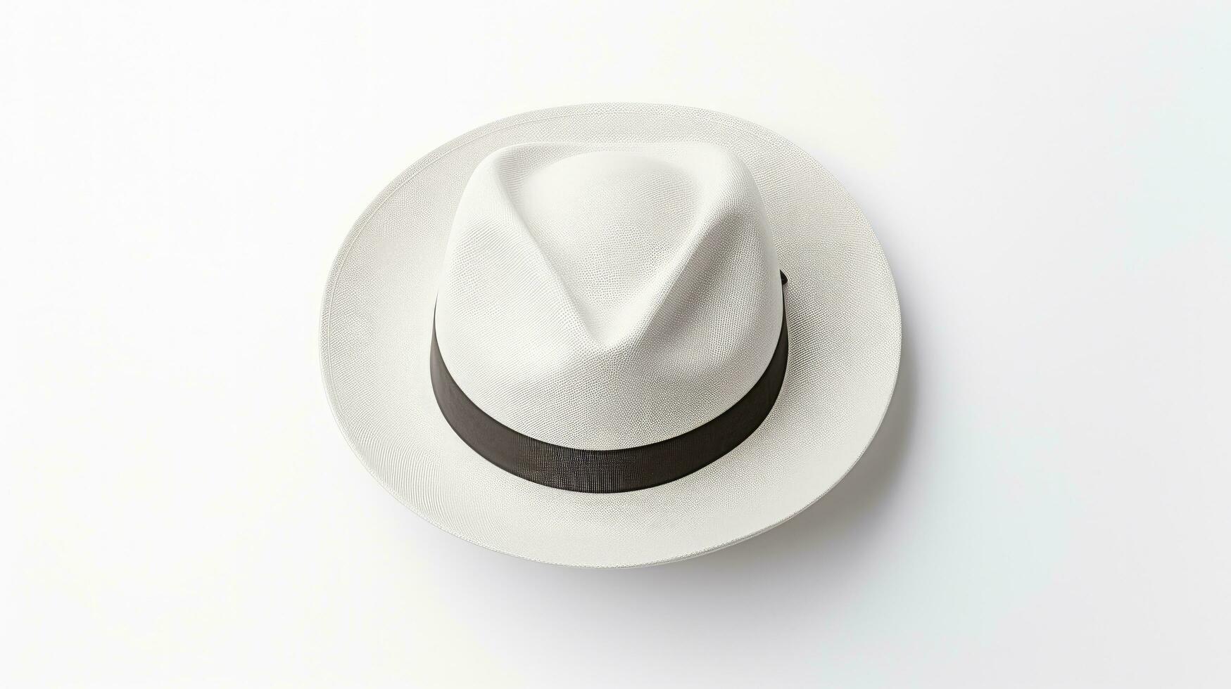 ai generado retro fedora sombrero en blanco antecedentes foto