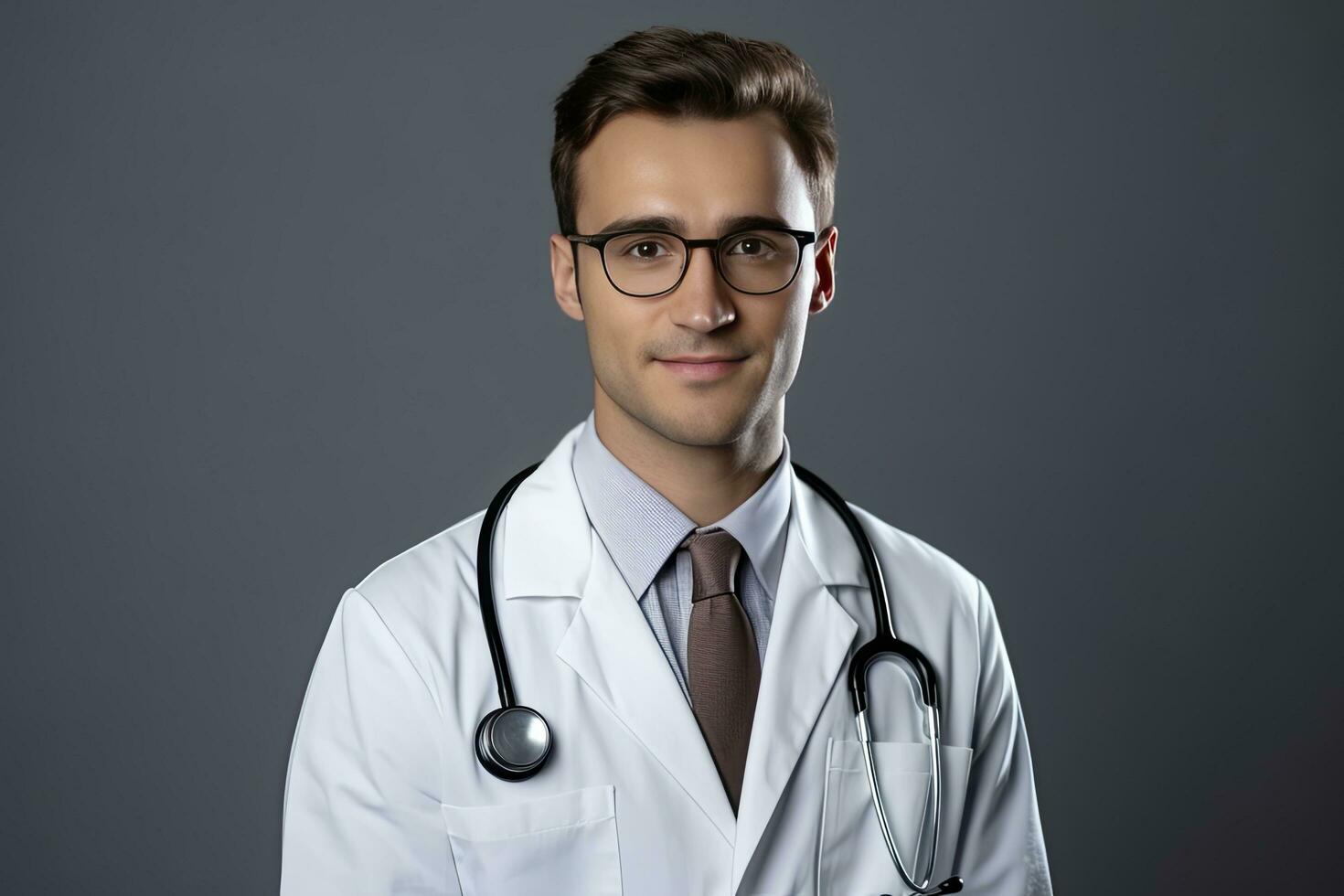 AI generated Young handsome doctor with stethoscope isolated photo