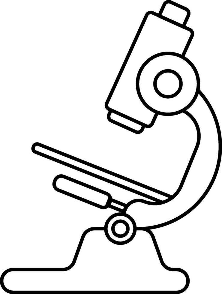 Microscope for Microorganism Outline Vector Illustration