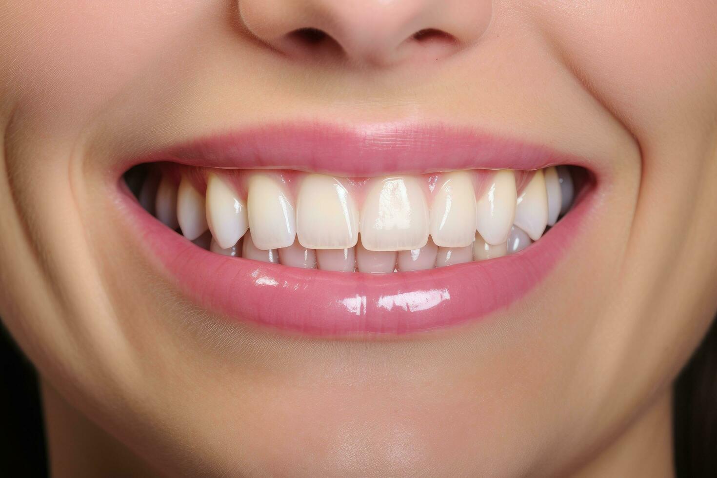 AI generated Close-up of woman's smile with white teeth. Dentistry concept, Beer tents and fairground rides on the Oktoberfest in Munich, AI Generated photo