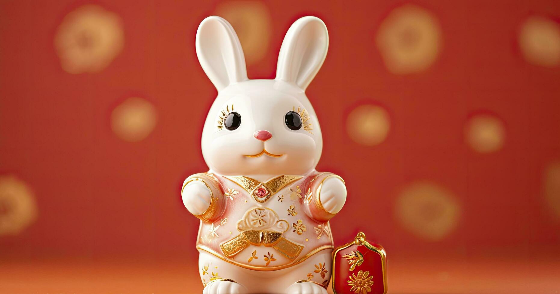 AI generated Chinese new year, year of the rabbit festival celebration background photo