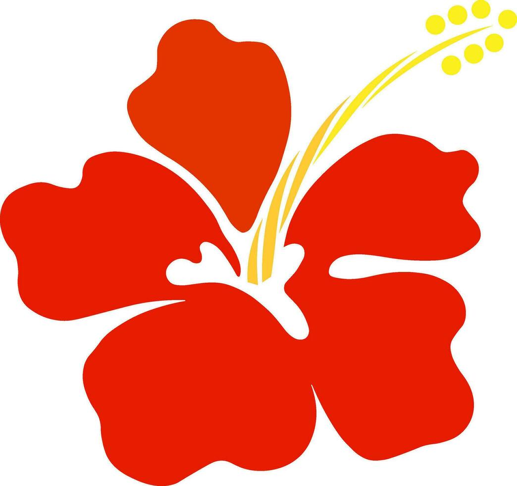 Red Hibiscus Flower Icon Vector Illustration