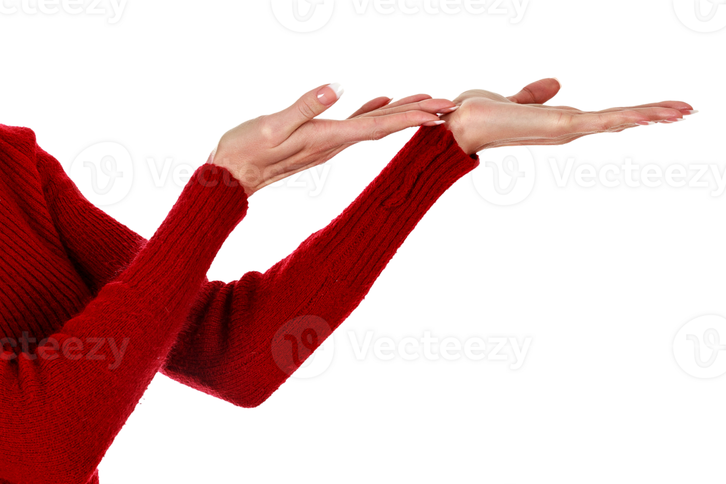 Closeup shot of female hands presenting something, isolated png