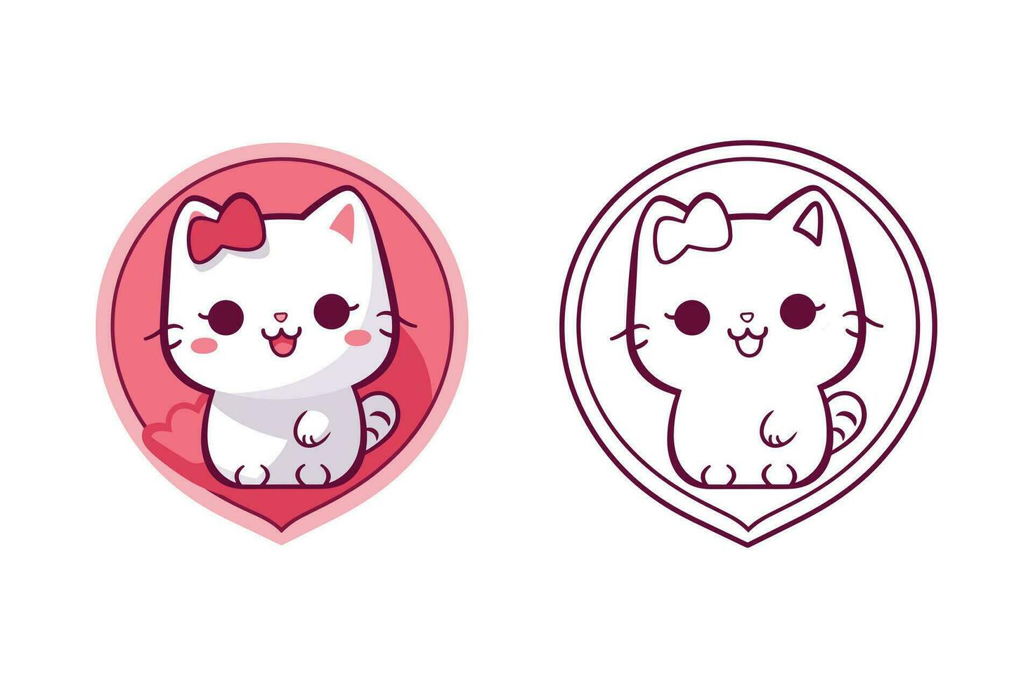 Valentines Day Kawaii cat icon vector. Cat icon. Valentines Day. Kawaii cat icon vector